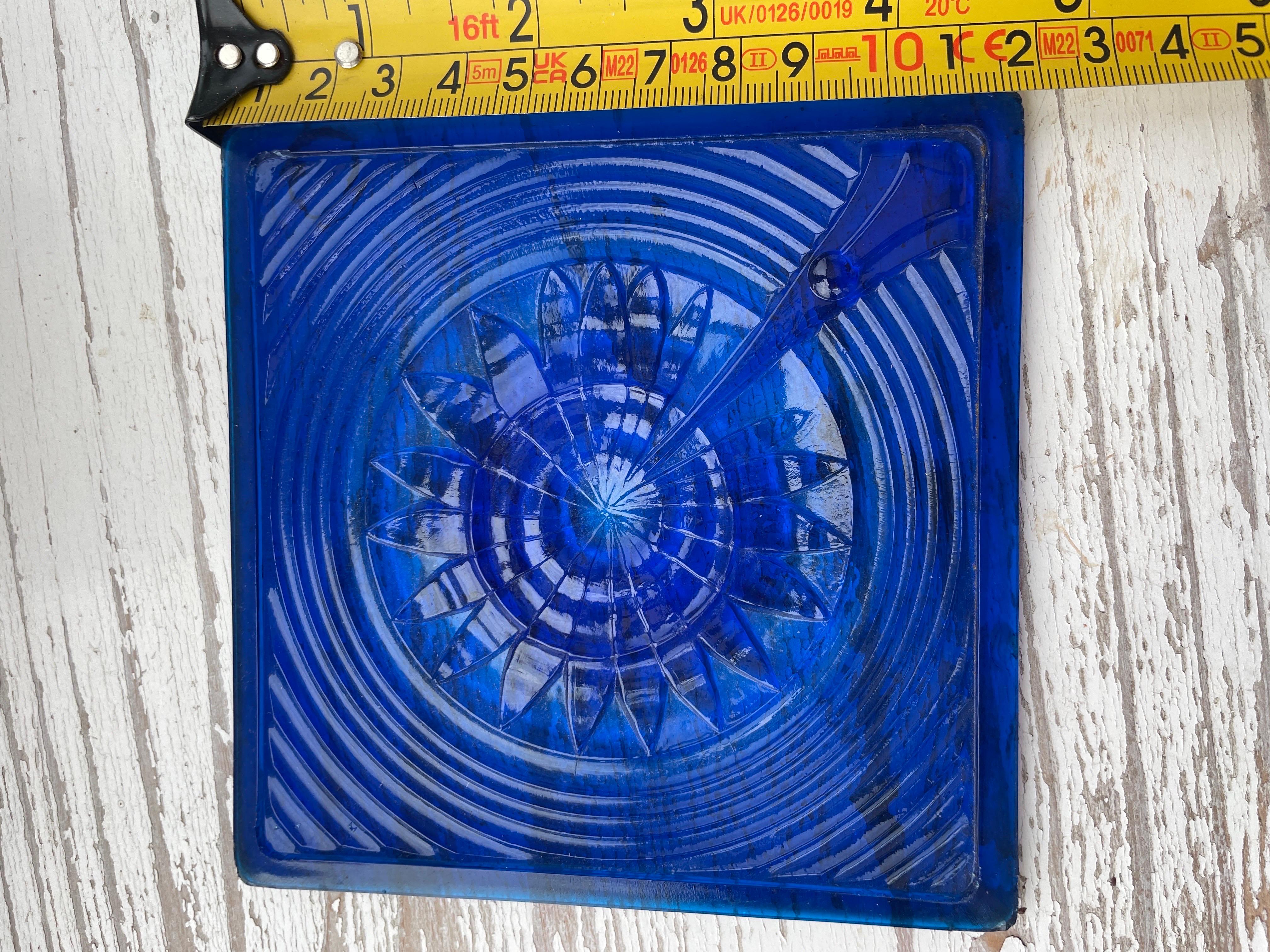 Englische antike Aesthetic Movement kobaltblaue Glasfliese um 1900 im Angebot 6