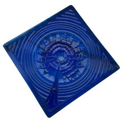 English Antique Aesthetic Movement Cobalt Blue Glass Tile c1900s