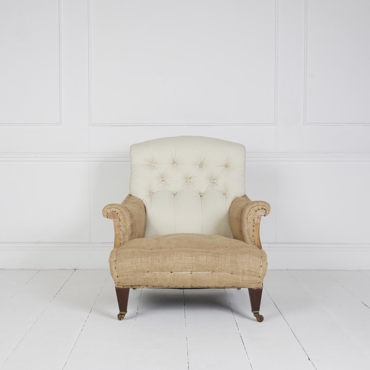 Poltrona inglese edoardiana rivestita in calicò egiziano e hessian naturale

su gambe in mogano e rotelle originali.

Dimensioni: H 32″  W 32″ D 37″ SD 24″ SH 14″

Inghilterra Circa 1900

Rif. MS193

Consegna continentale FOC Londra settimanale

POA