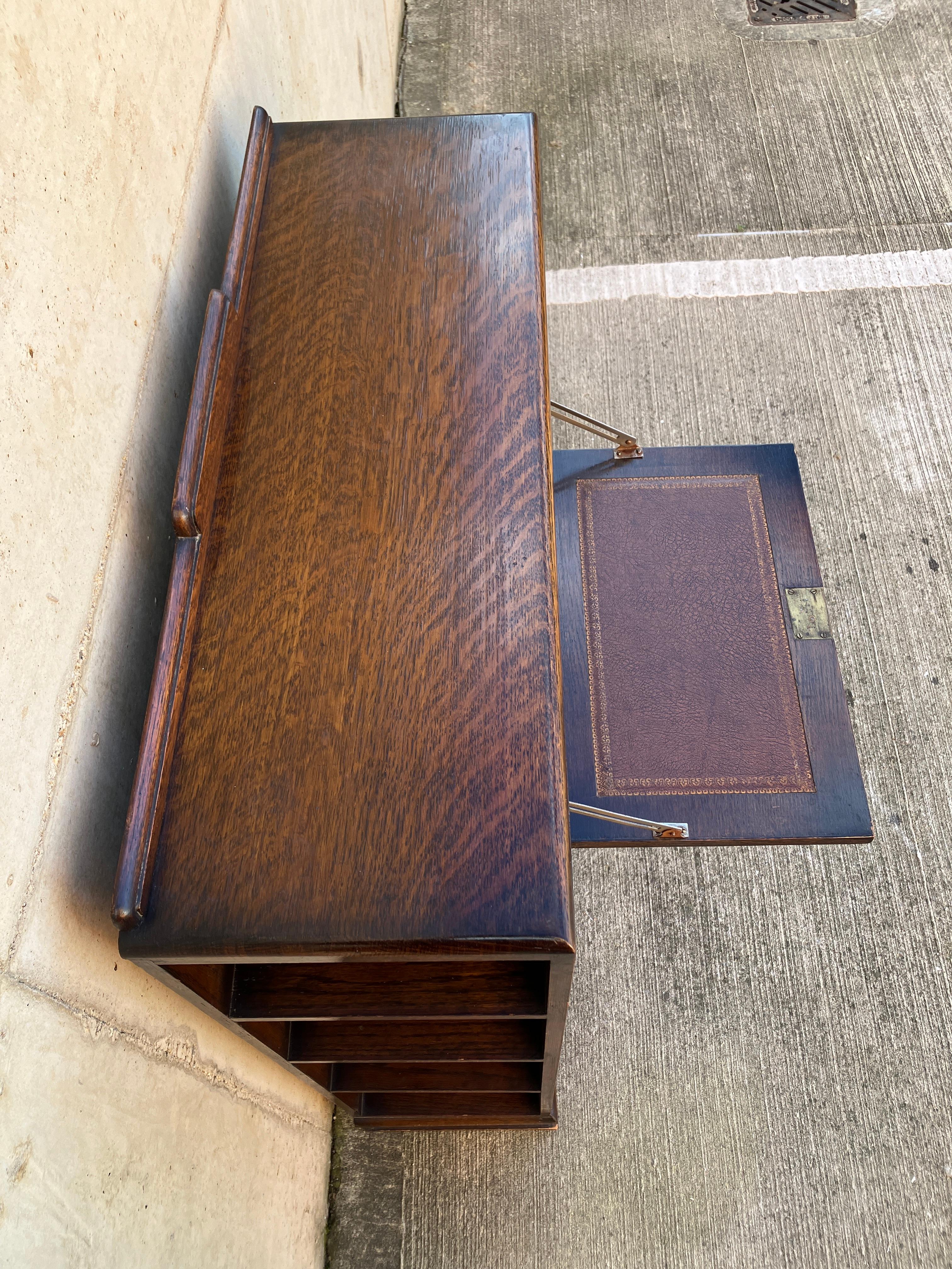 Antiquités anglaises Art Deco Bureau Secretaire Oak Cabinet en vente 1