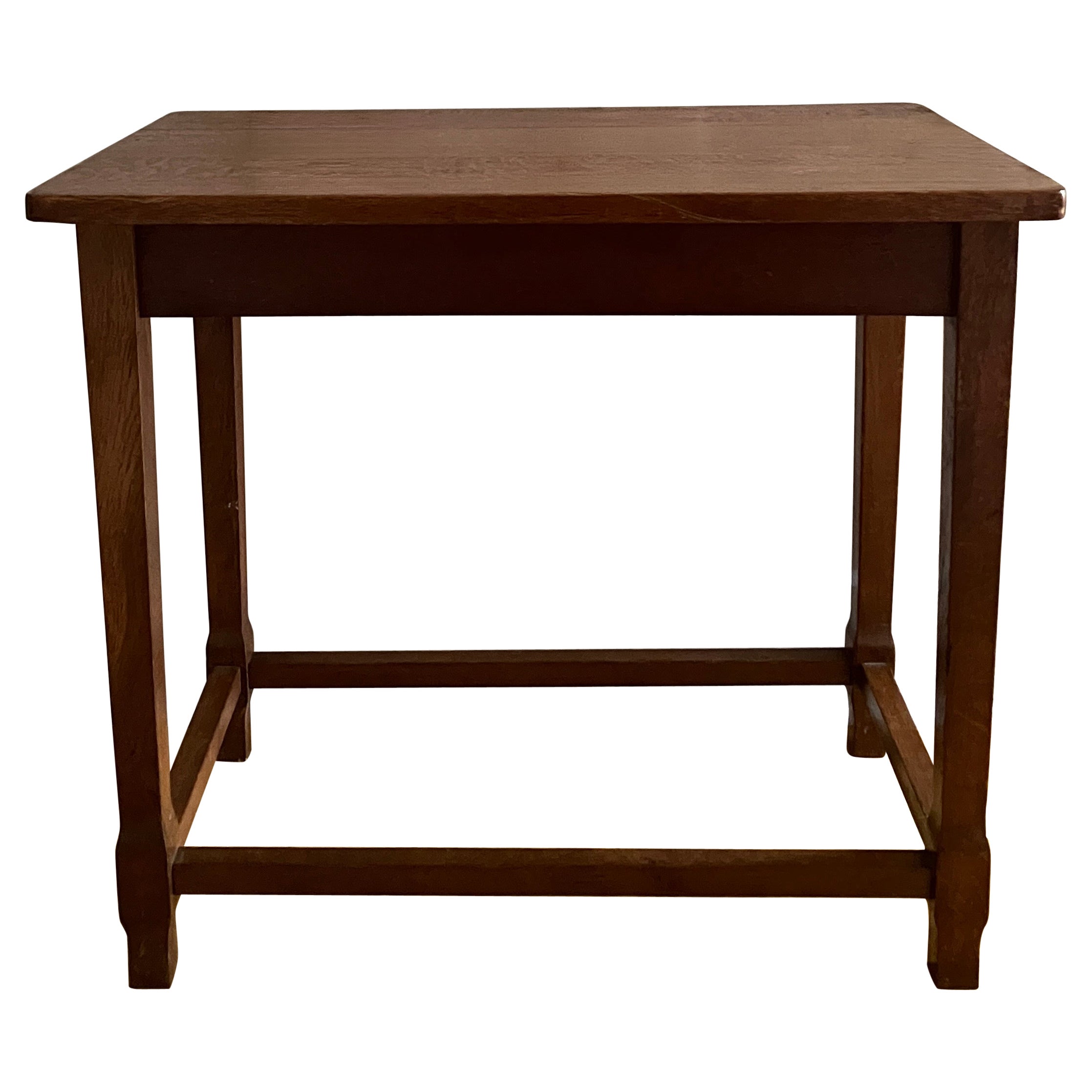 English Antique Arts and Crafts Solid Oak Occasional Table End Table