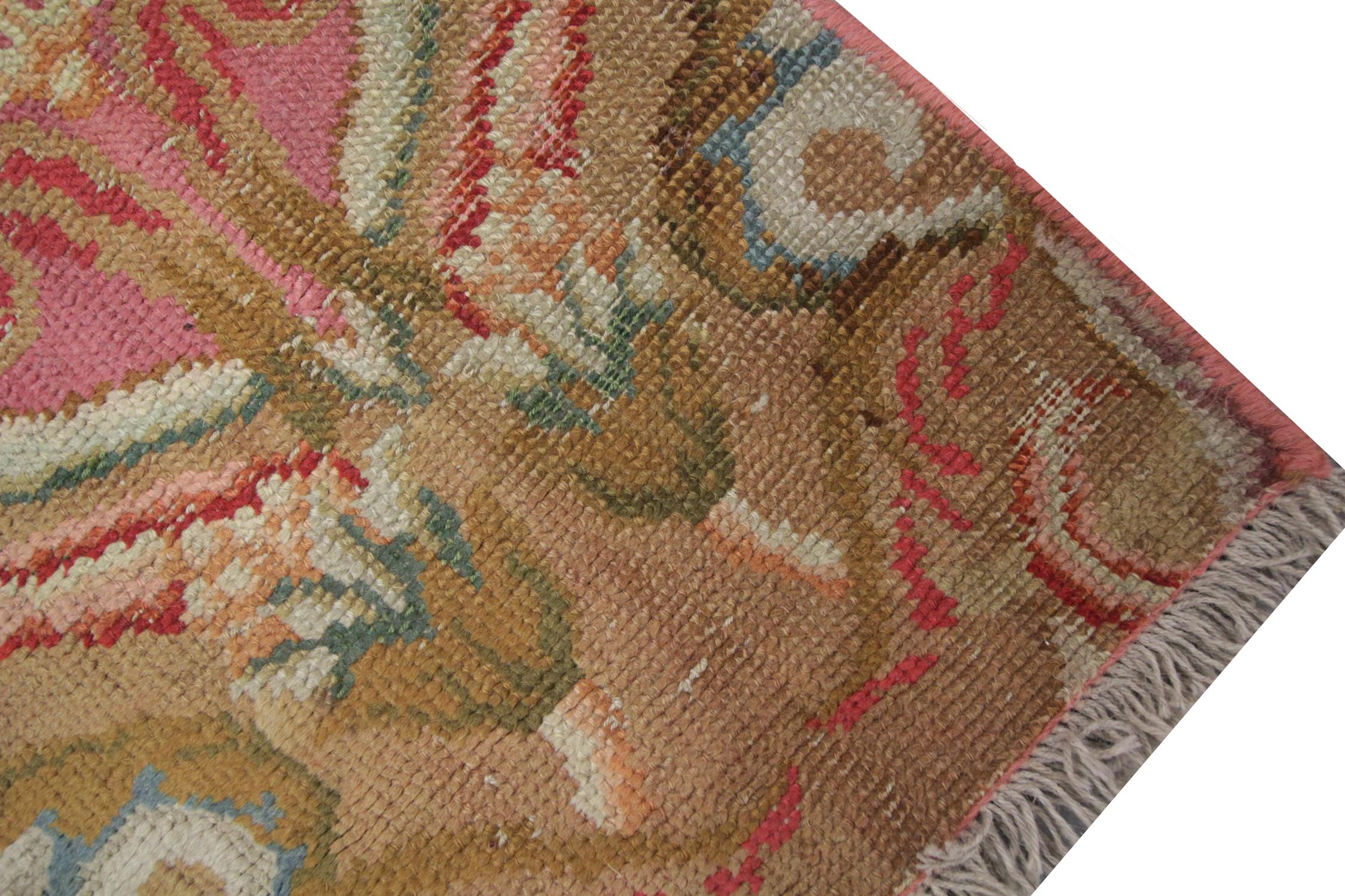 British Colonial English Antique Axminister Rug, 1870 Handmade Carpet Runner Wool Hallway Runner  For Sale