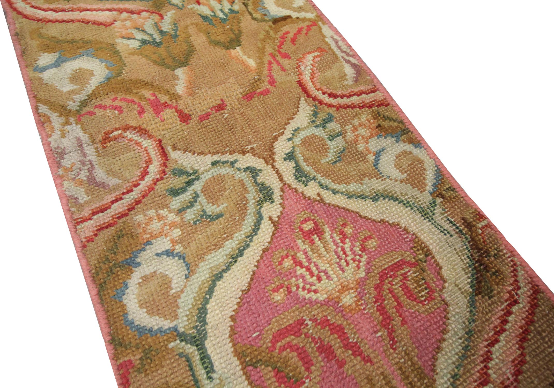British English Antique Axminister Rug, 1870 Handmade Carpet Runner Wool Hallway Runner For Sale
