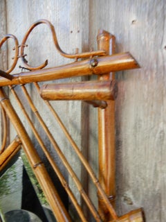 English Antique Bamboo Handcrafted Wall Mirror, 1930s