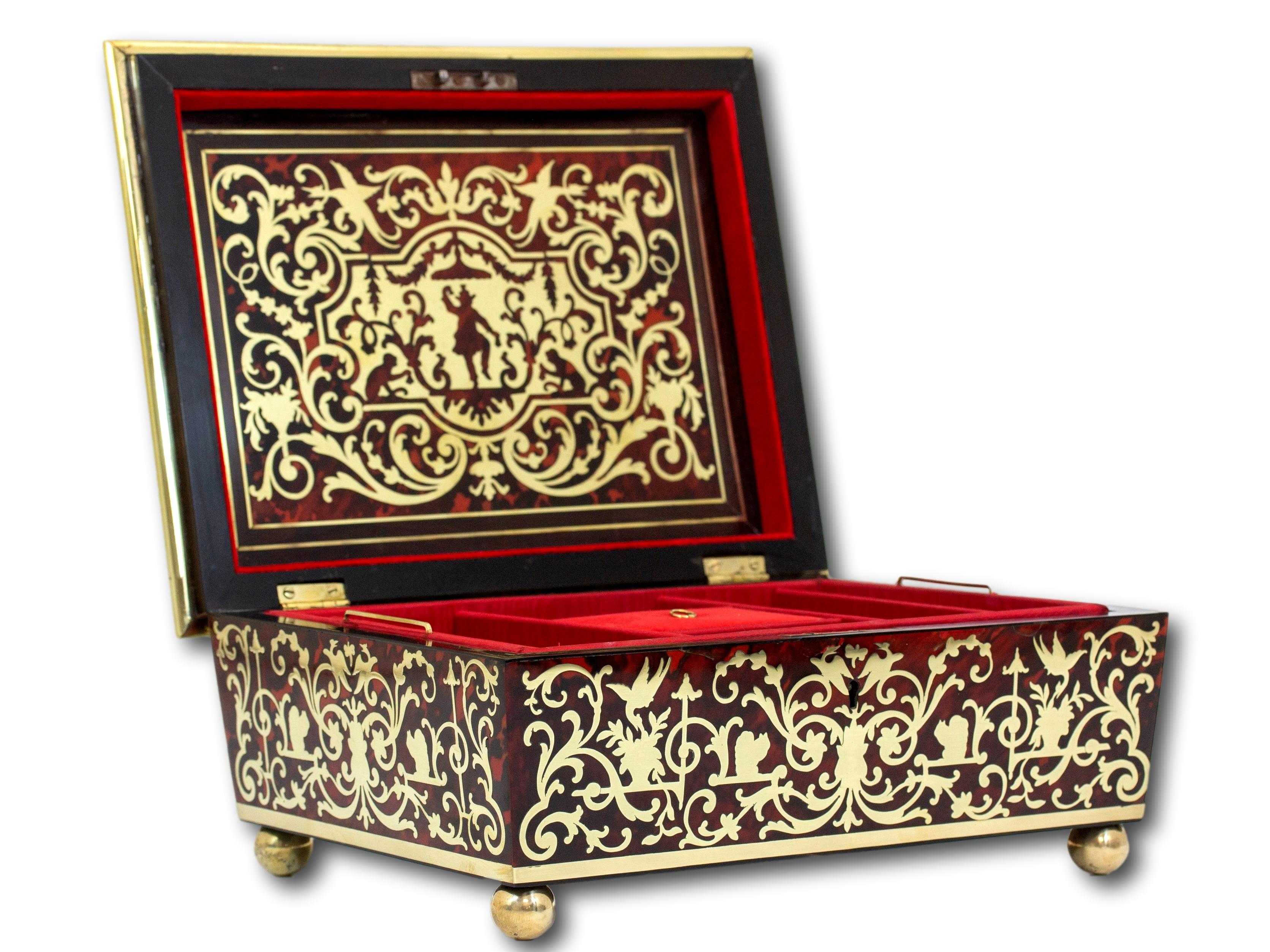 English Antique Boulle Jewellery Box For Sale 3