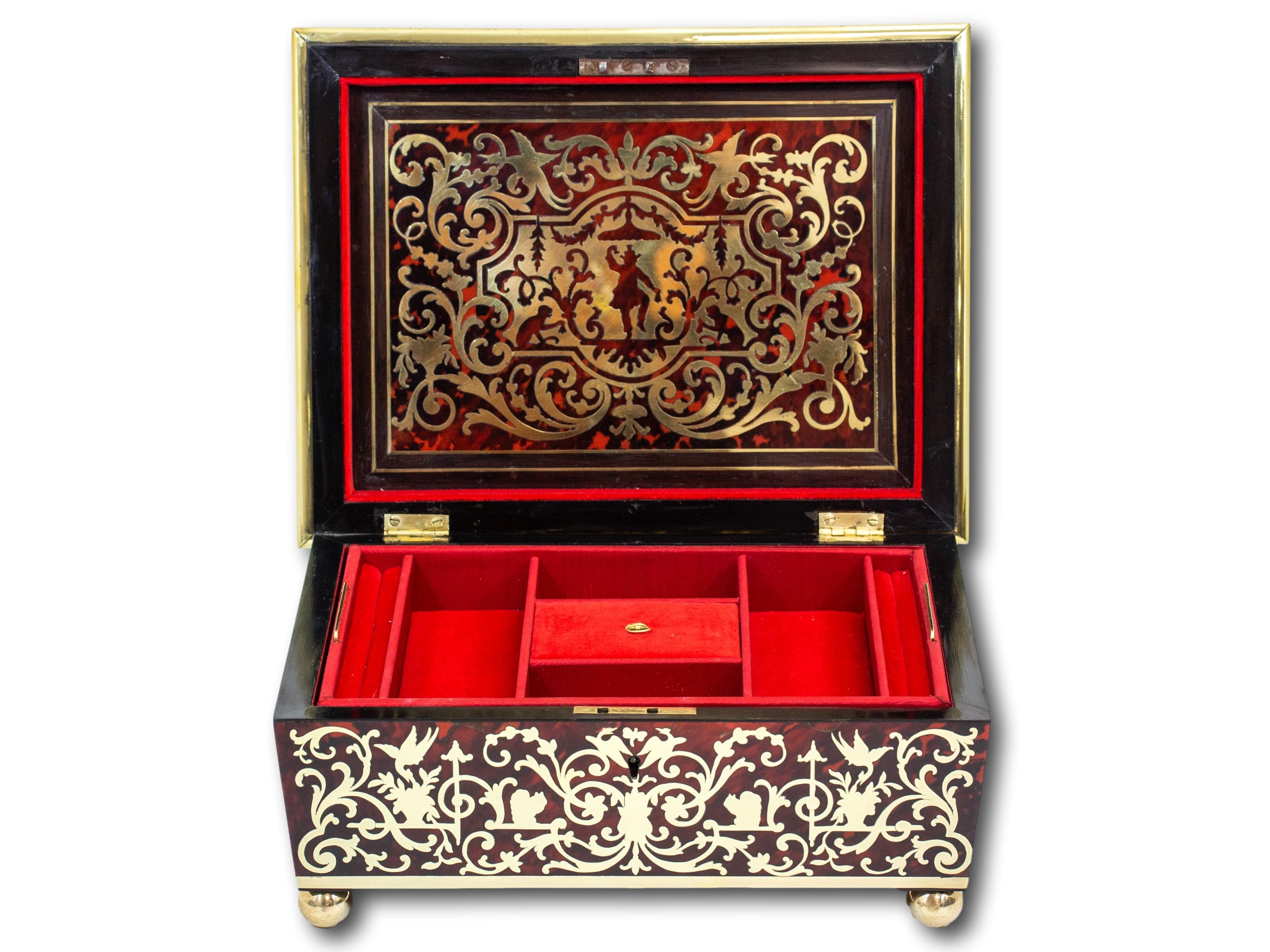 English Antique Boulle Jewellery Box For Sale 7