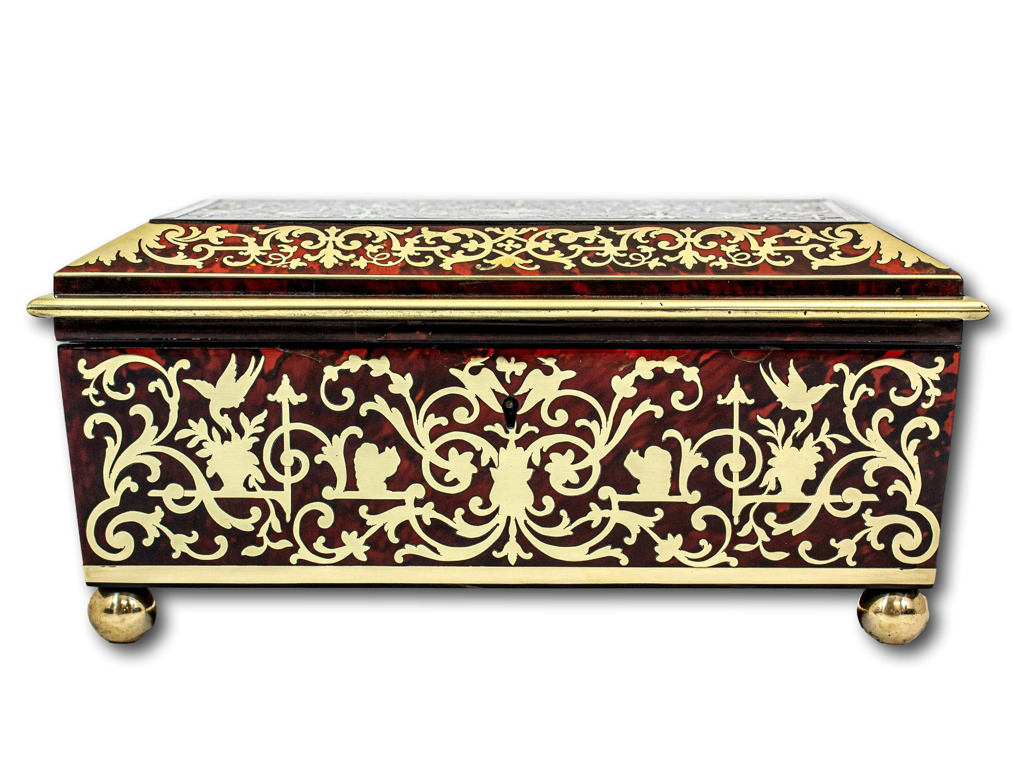 English Antique Boulle Jewellery Box In Good Condition For Sale In Northampton, GB