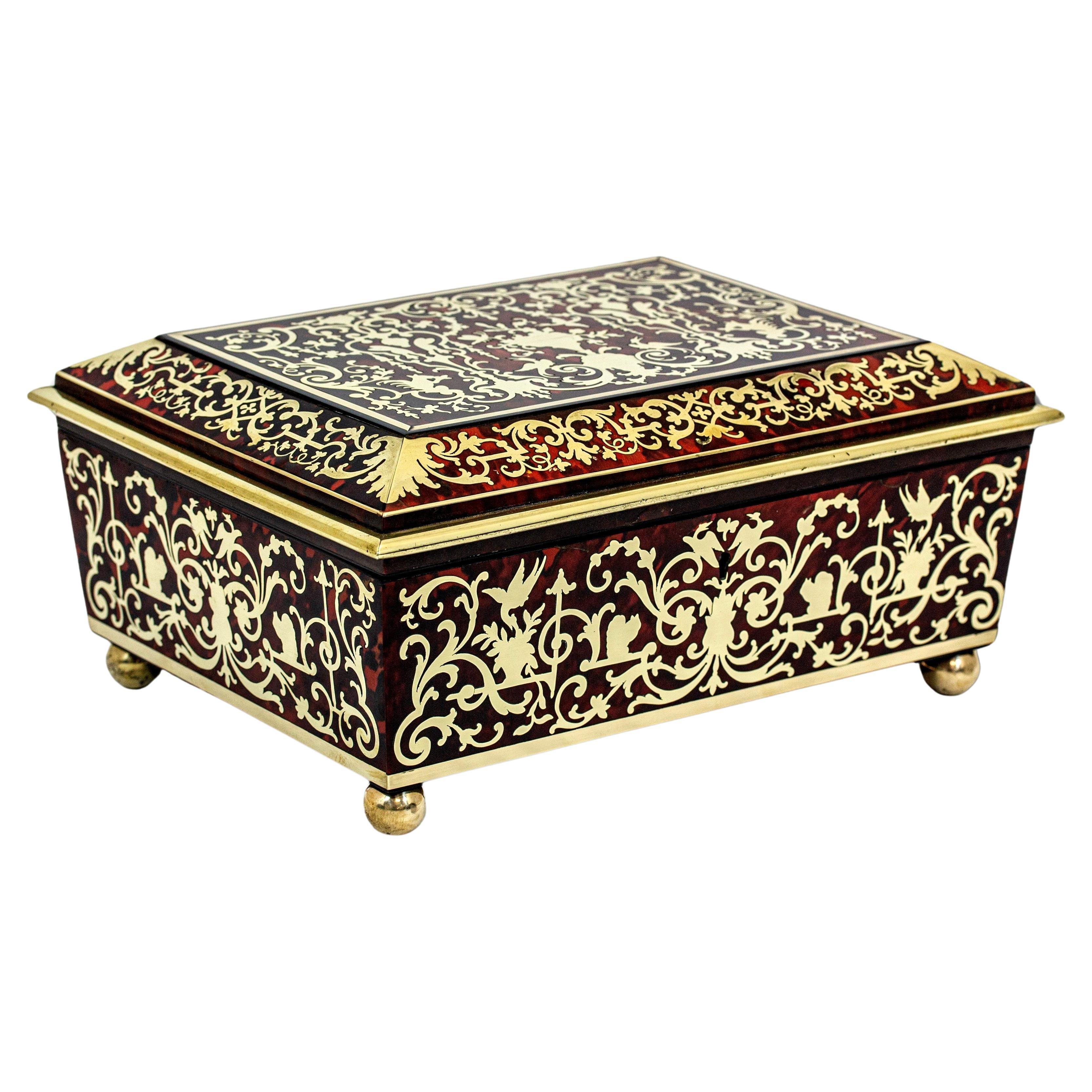 English Antique Boulle Jewellery Box For Sale