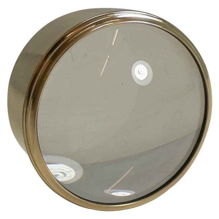 English Antique Brass Desk Magnifying Glass / Paperweight, circa 1910 at 1stDibs vintage