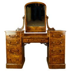 English Antique burr walnut Dressing table Heal & Son London 