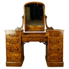 English Antique burr walnut Dressing table Heal & Son London