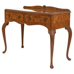 English Antique Burr Walnut Server Console Table, 1930s