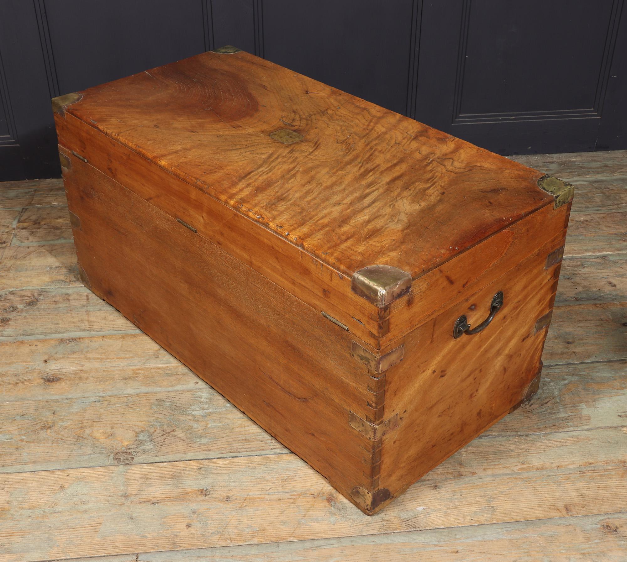English Antique Camphor Wood Box For Sale 5