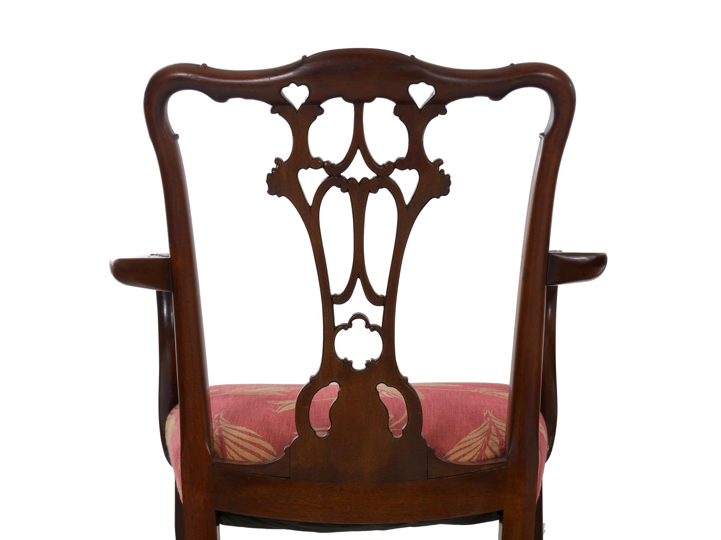English Antique Carved Mahogany Dining Chairs, Set of 6 5