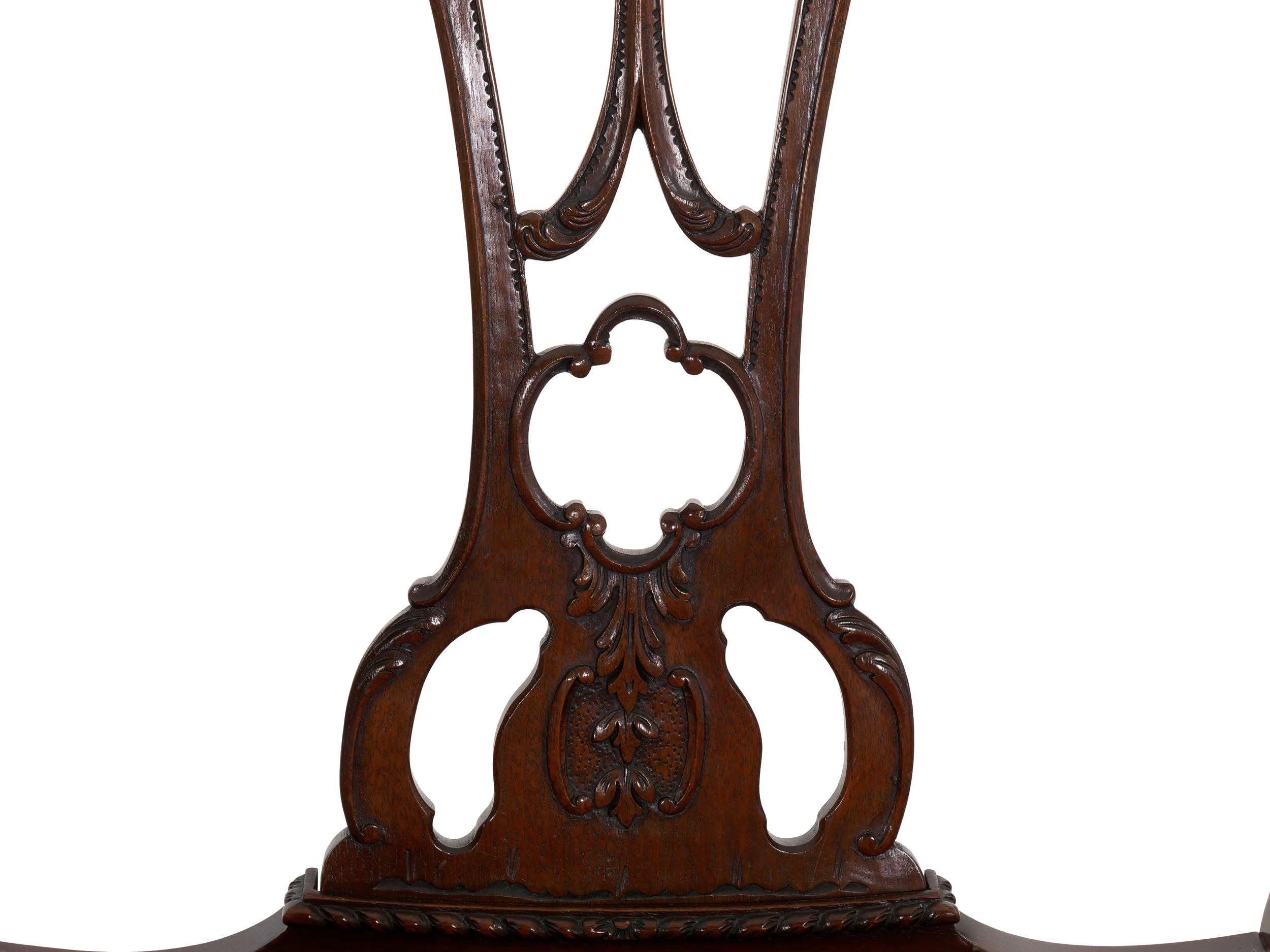 English Antique Carved Mahogany Dining Chairs, Set of 6 11