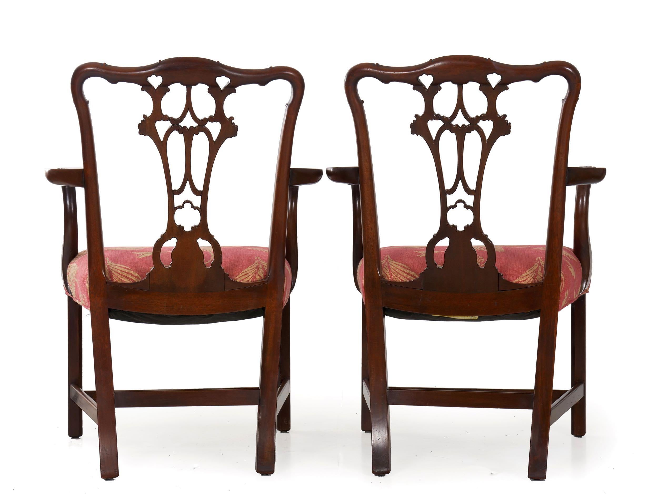 George III English Antique Carved Mahogany Dining Chairs, Set of 6