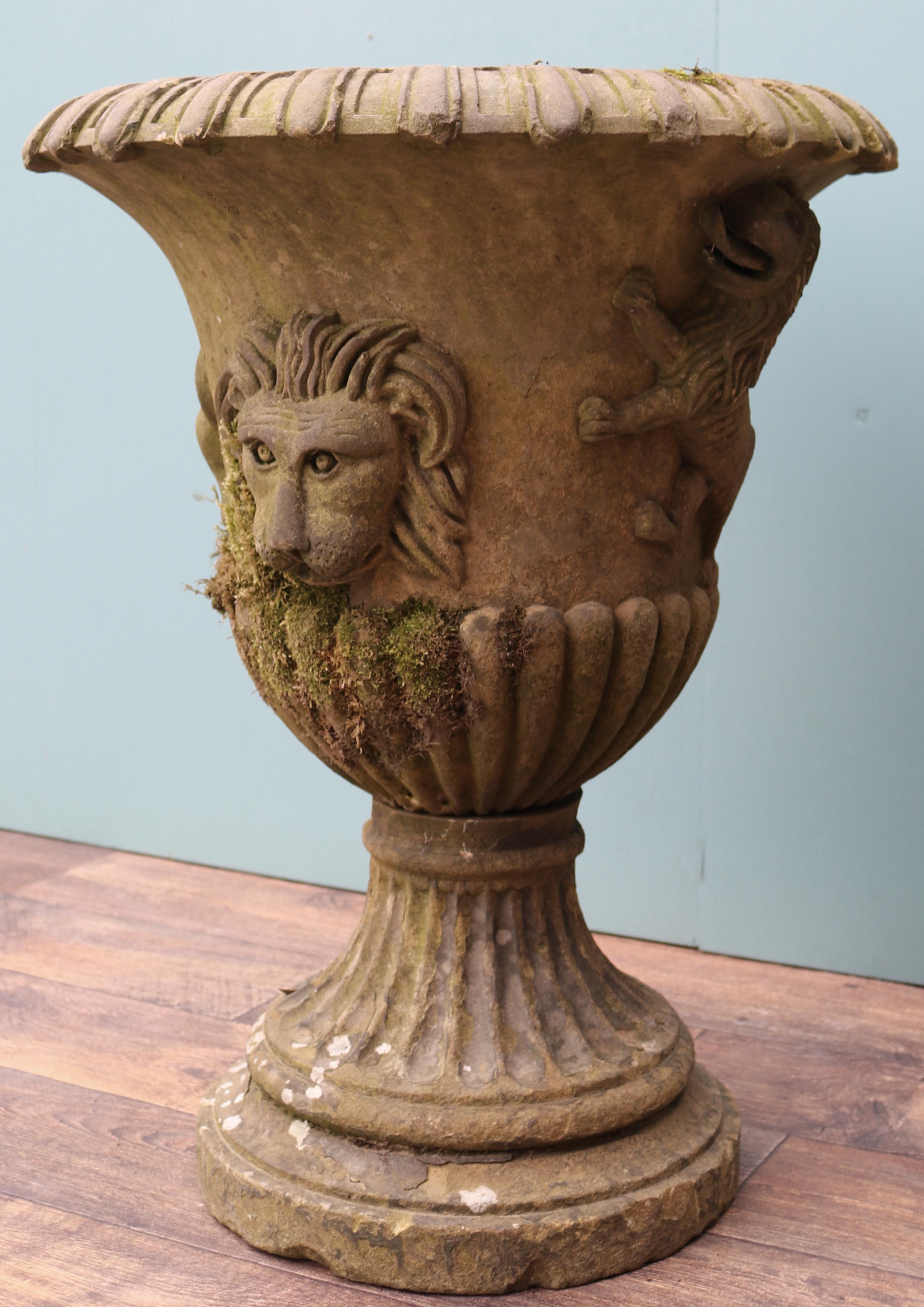 Antique English Carved Yorkstone Urn For Sale 1