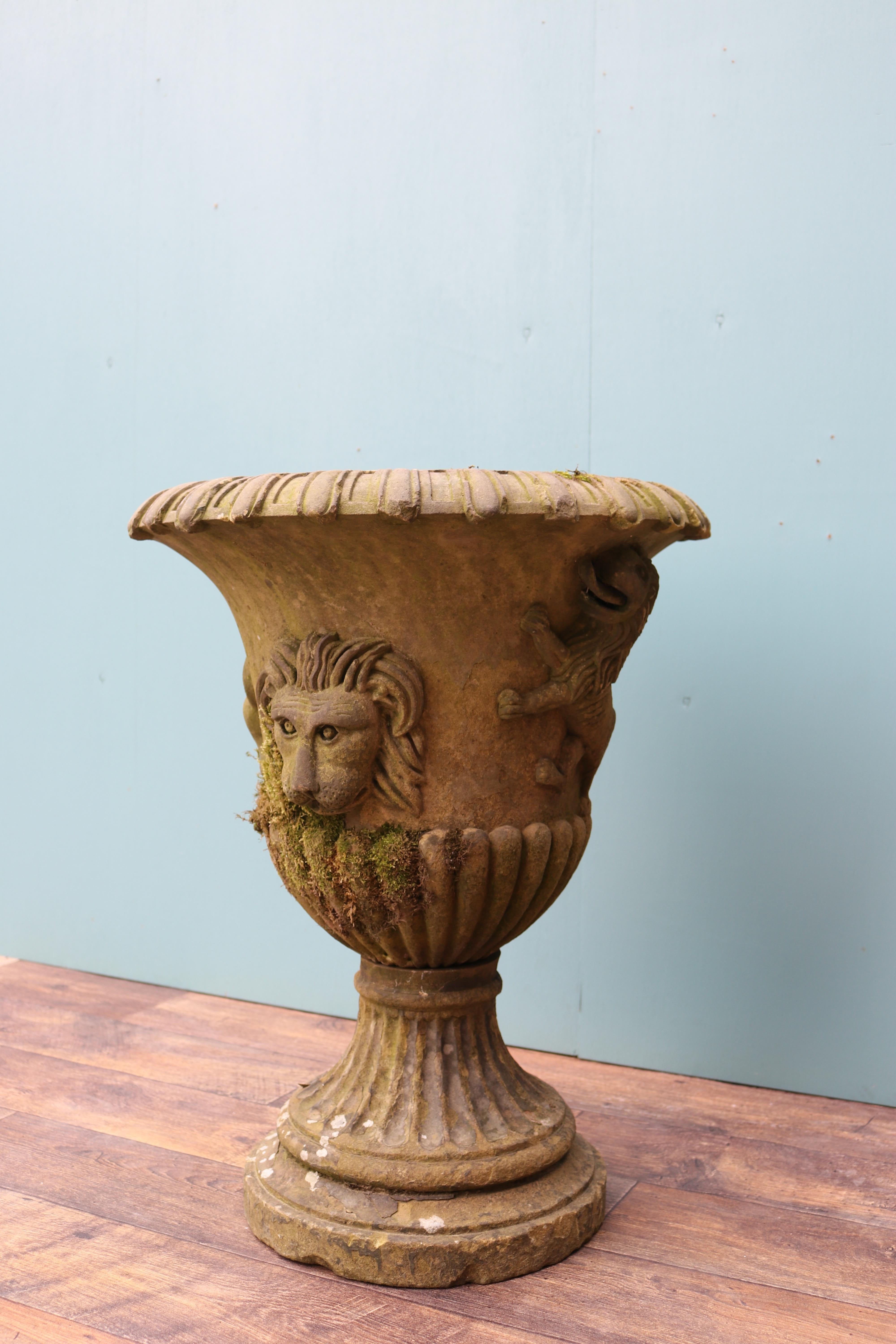 Antique English Carved Yorkstone Urn For Sale 2