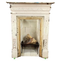 English Antique Cast Iron Fireplace Original Patina Including Refractory Bricks