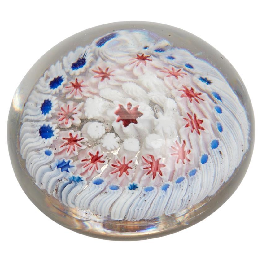 English Antique Concentric Star Cane Glass Paperweight