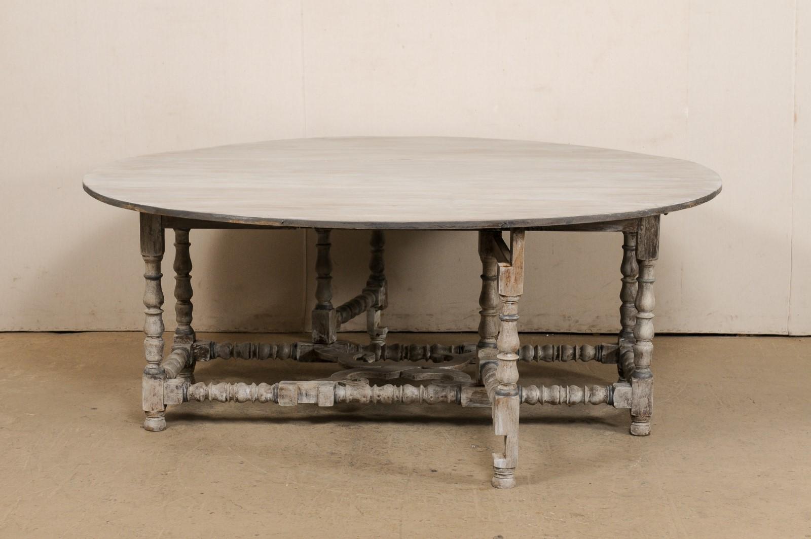 English Antique Double Gate-Leg & Drop-Leaf Table- Open Round or Large Console For Sale 1