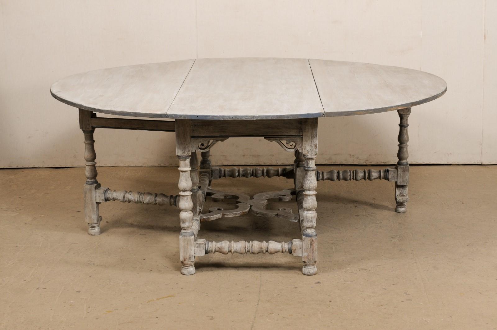 English Antique Double Gate-Leg & Drop-Leaf Table- Open Round or Large Console For Sale 2