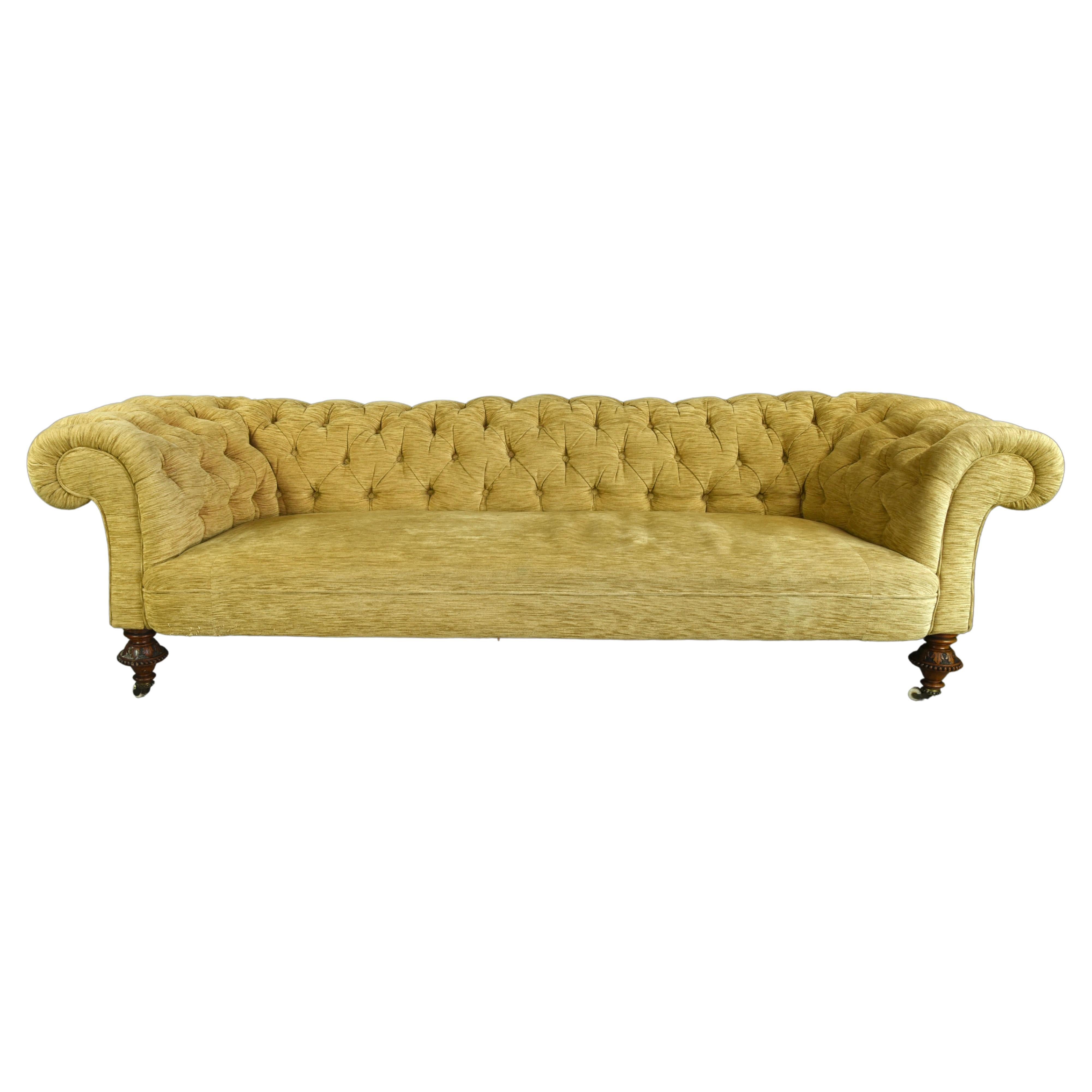 English Antique Early Large Victorian Chesterfield Sofa