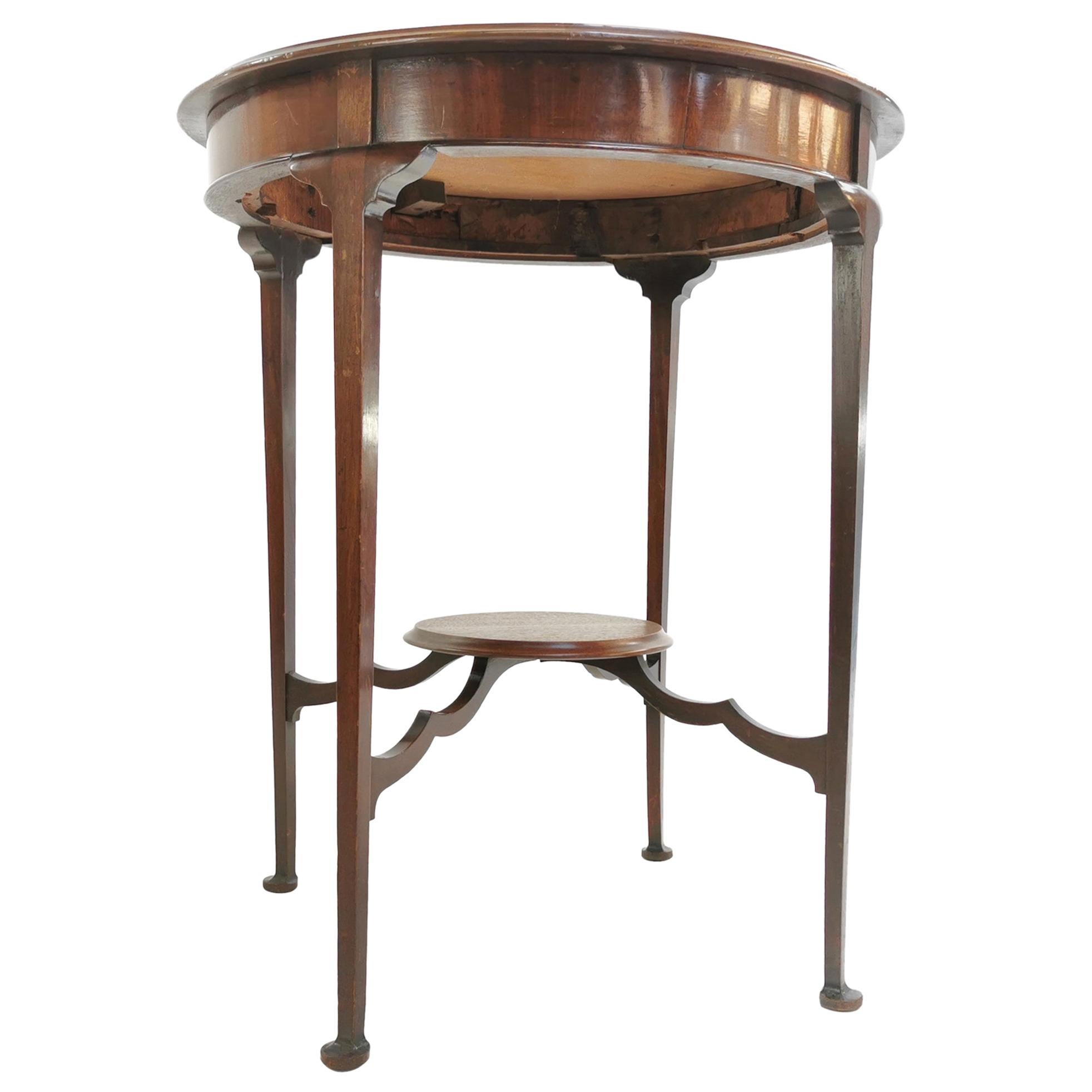 English Antique Edwardian Mahogany Circular Side Occasional Table
