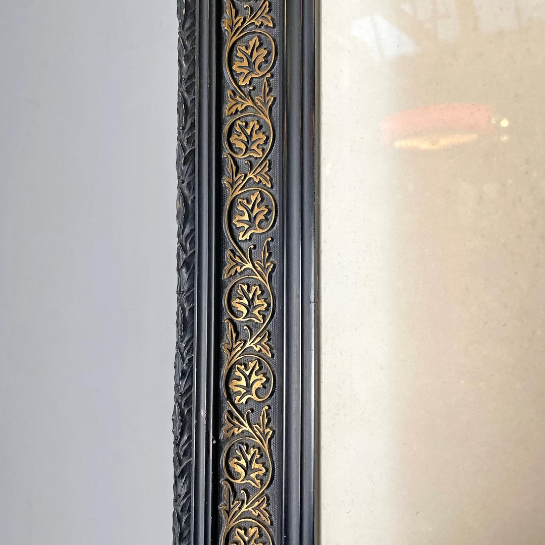 English antique etching print with black wood and golden metal frame, 1863 For Sale 9