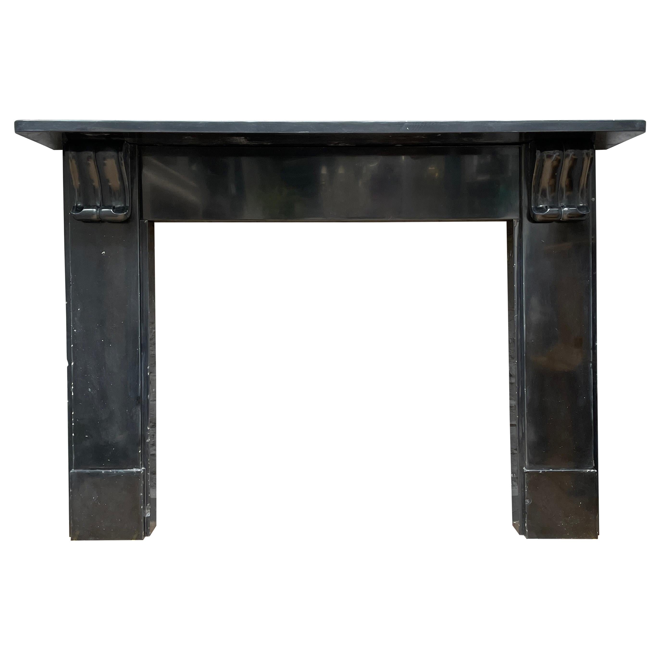 English Antique Fireplace Mantel in Belgian Black Marble For Sale