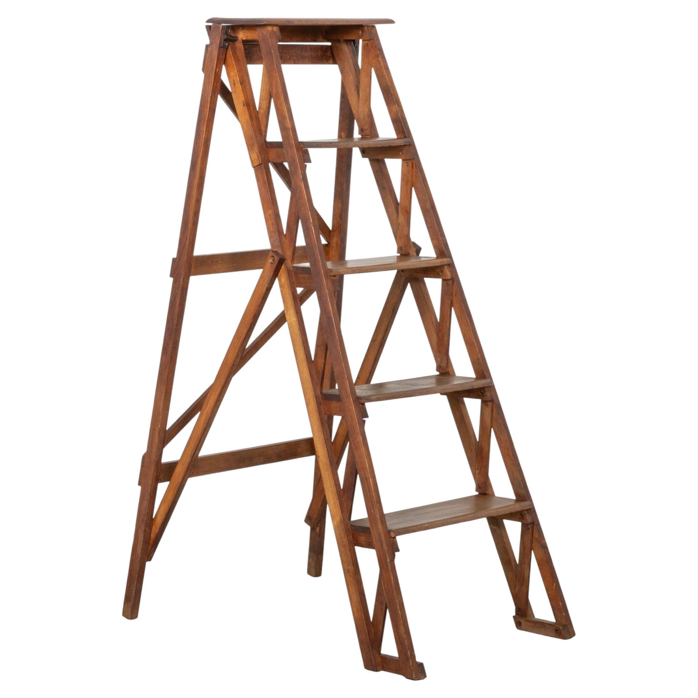 English Antique Folding Library Steps