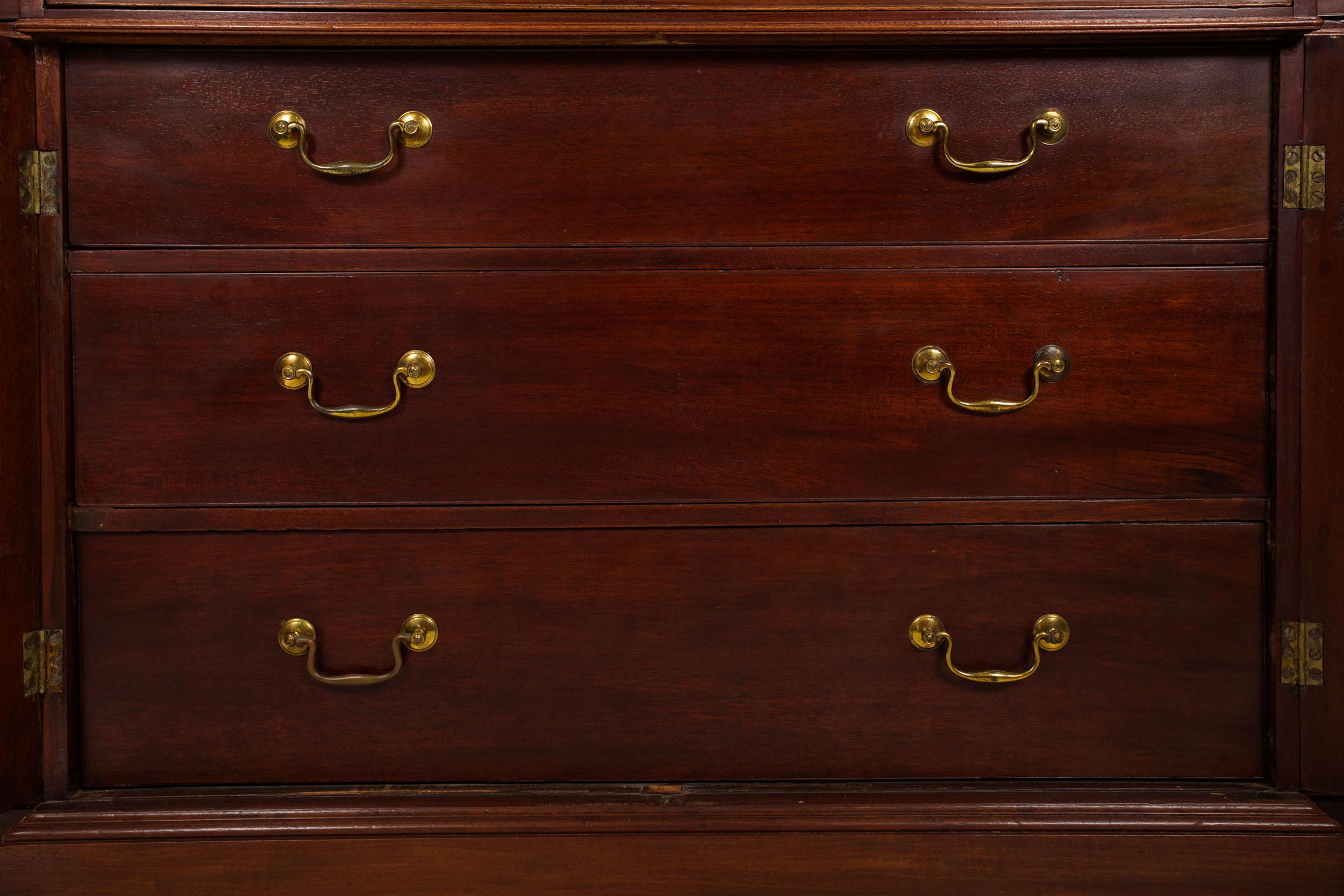 English Antique George III Style Mahogany Bookcase Breakfront Cabinet, 19th C 10