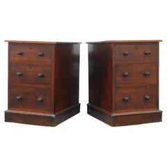 English Antique George III Three Drawer Bedside Tables By W Priest  1790s London