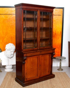 English Antique Georgian Bookcase Glazed Display Cabinet Glazed Dresser Library