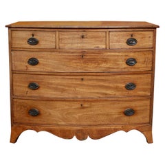 English Antique Georgian Bowfront Chest of Drawers Carved Inlaid Mahogany George