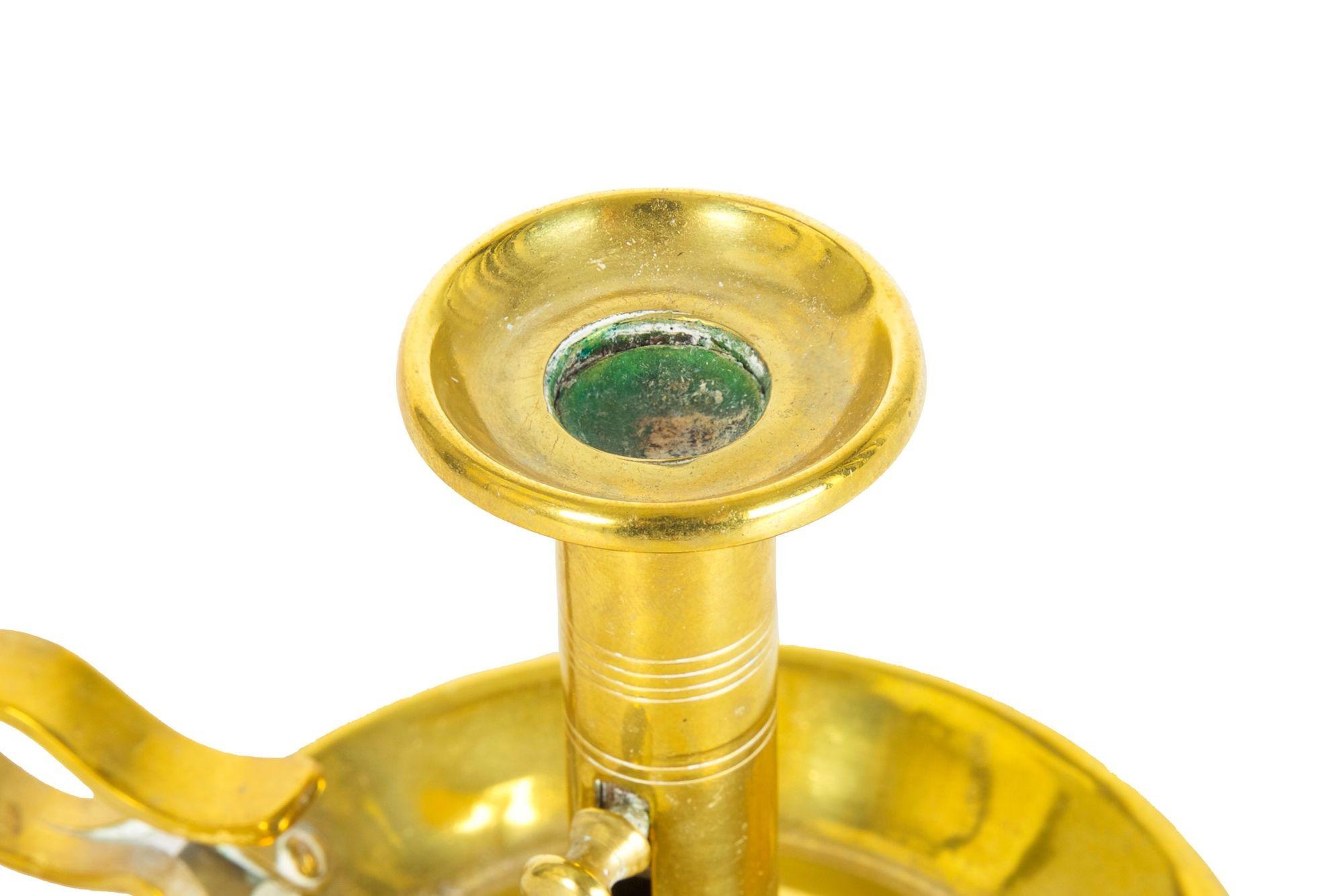 English Antique Georgian Brass Candlestick Chamberstick, 19th Century For Sale 5