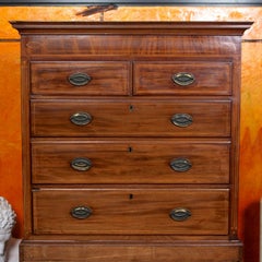 English Antique Georgian Chest on Chest of Drawers 18th Century Inlaid Mahogany