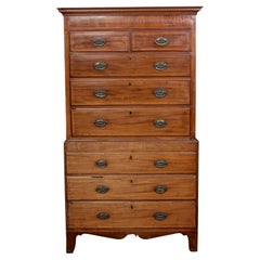 English Antique Georgian Chest on Chest of Drawers 18th Century Inlaid Mahogany