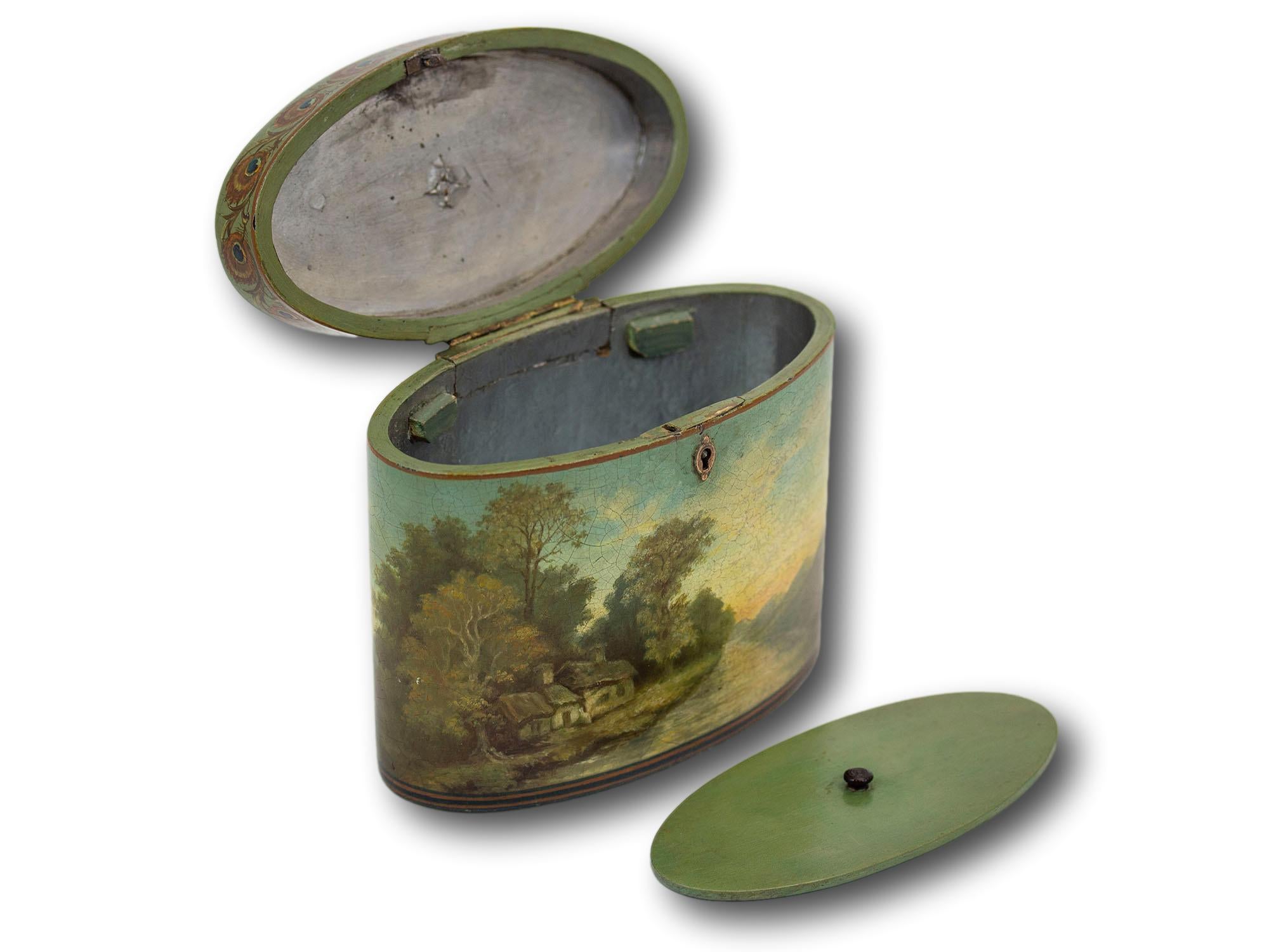 English Antique Georgian Henry Clay Papier Mache Tea Caddy For Sale 3