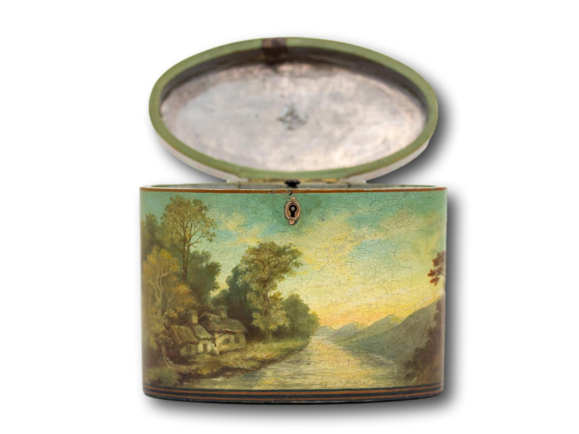 English Antique Georgian Henry Clay Papier Mache Tea Caddy For Sale 5