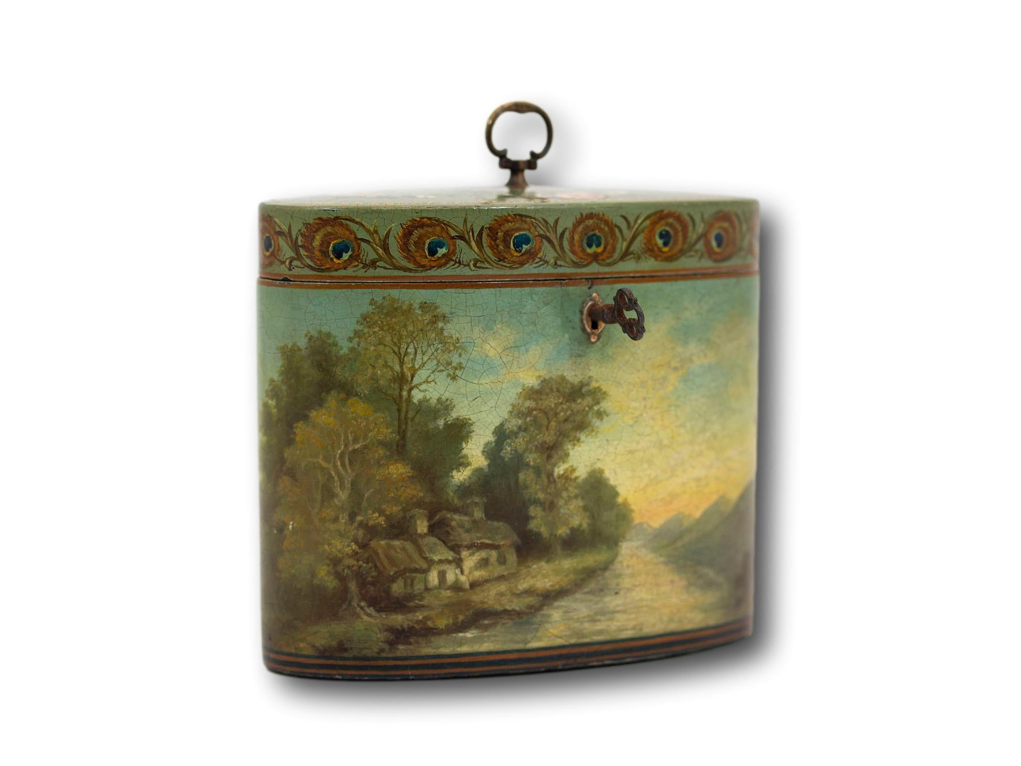 George III English Antique Georgian Henry Clay Papier Mache Tea Caddy For Sale