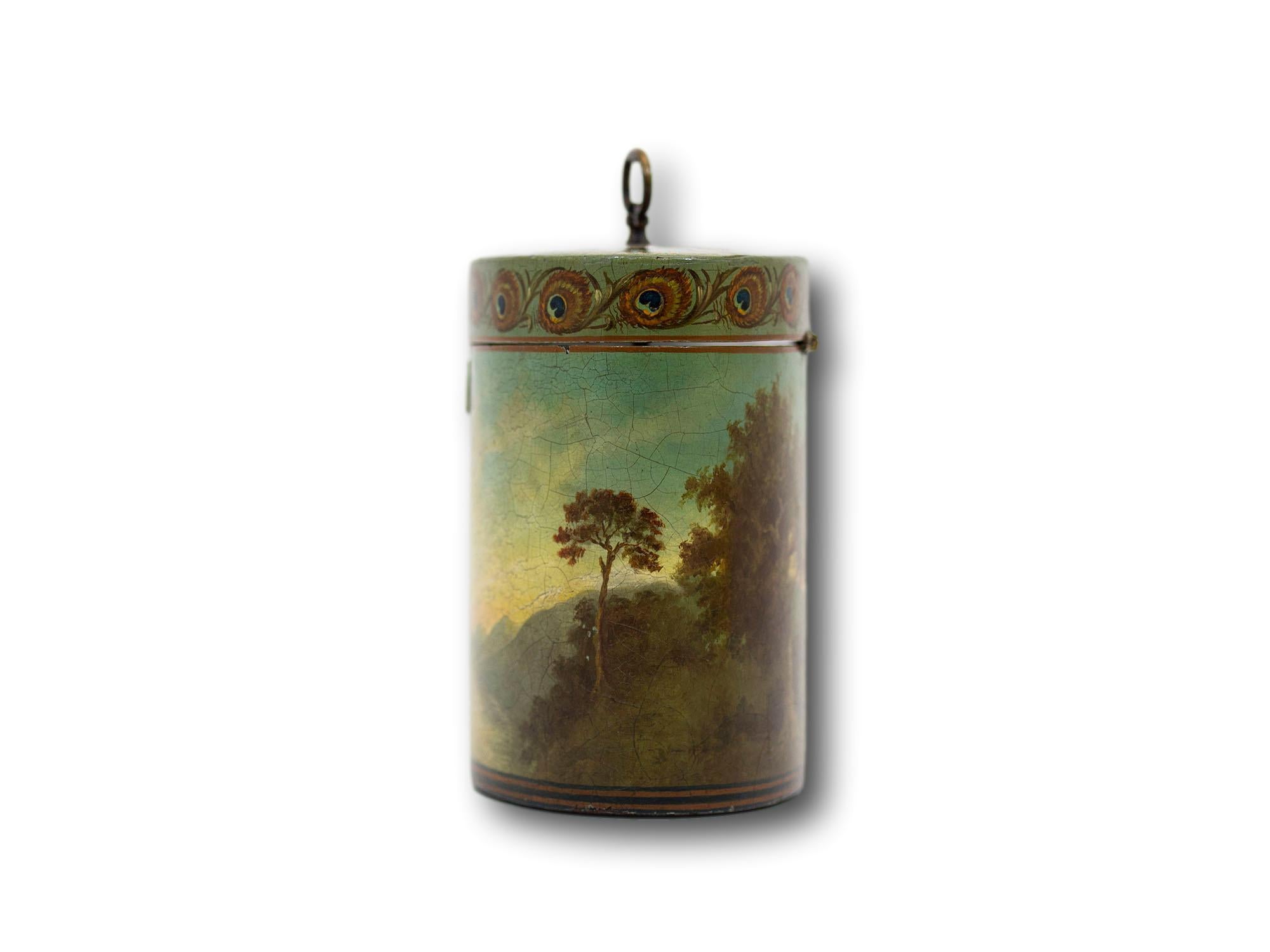 Hand-Crafted English Antique Georgian Henry Clay Papier Mache Tea Caddy For Sale