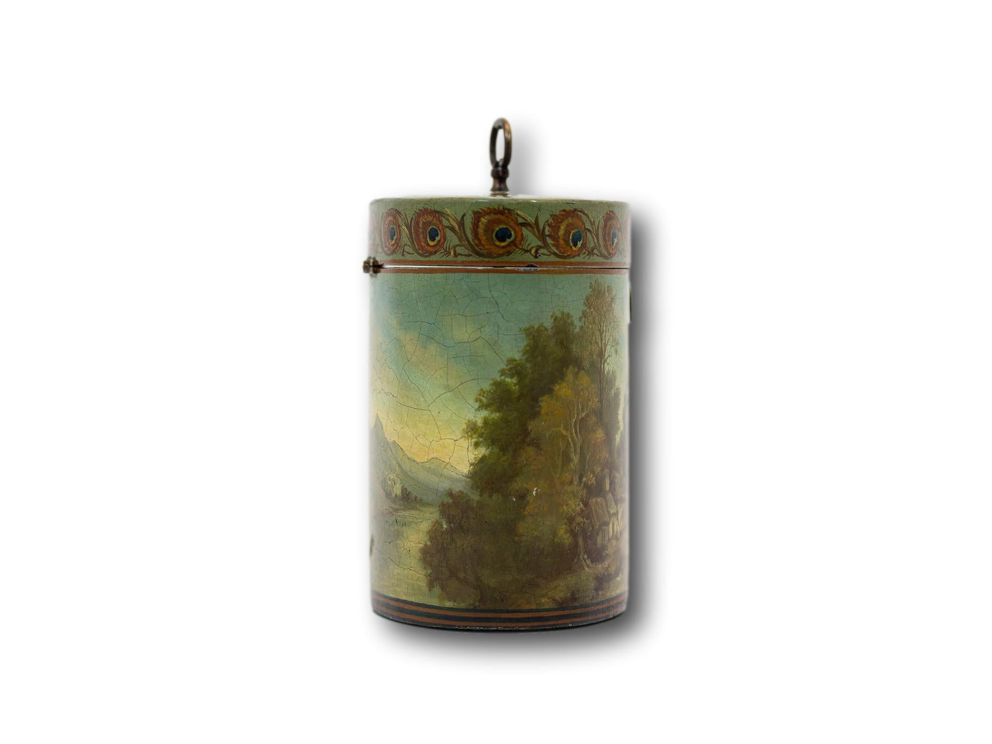 Early 19th Century English Antique Georgian Henry Clay Papier Mache Tea Caddy For Sale