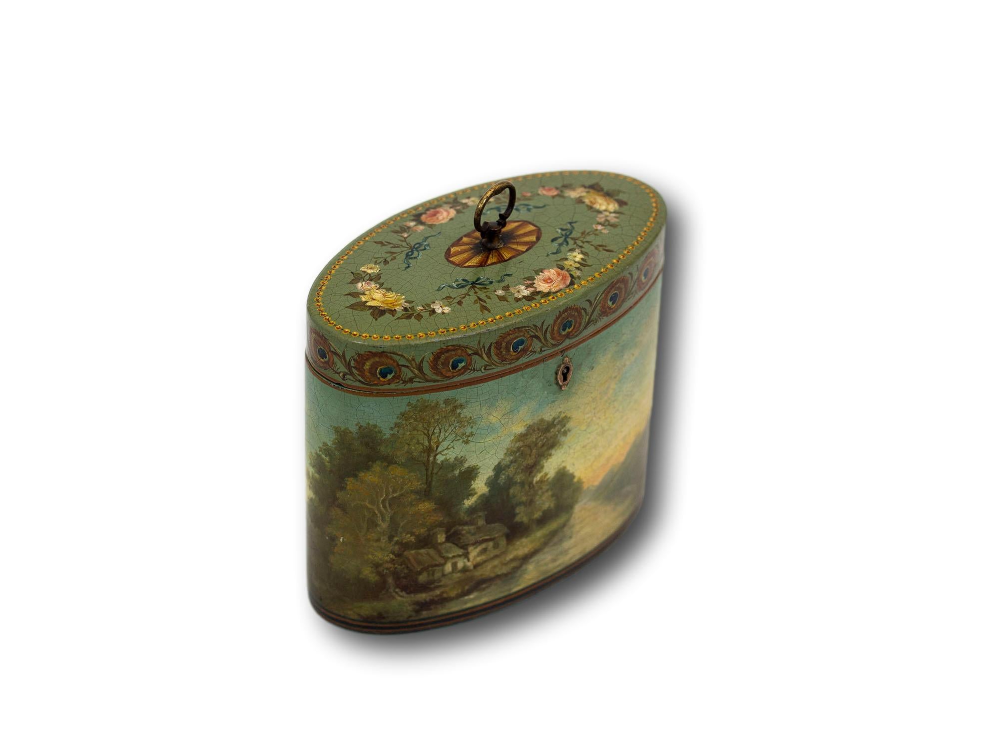 Paper English Antique Georgian Henry Clay Papier Mache Tea Caddy For Sale