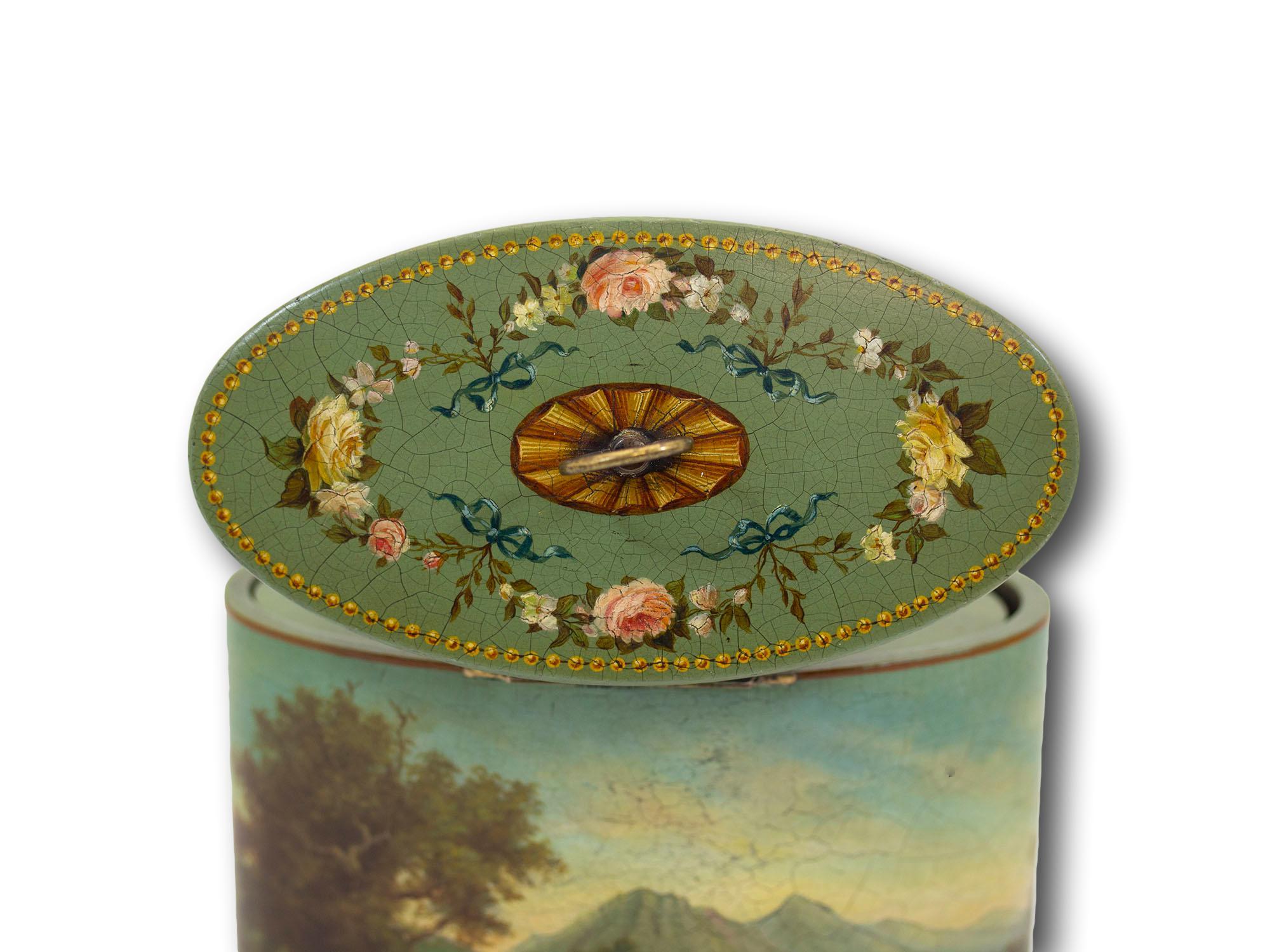 English Antique Georgian Henry Clay Papier Mache Tea Caddy For Sale 2