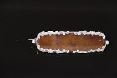 English antique Georgian silver mounted moss agate brooch circa 1800