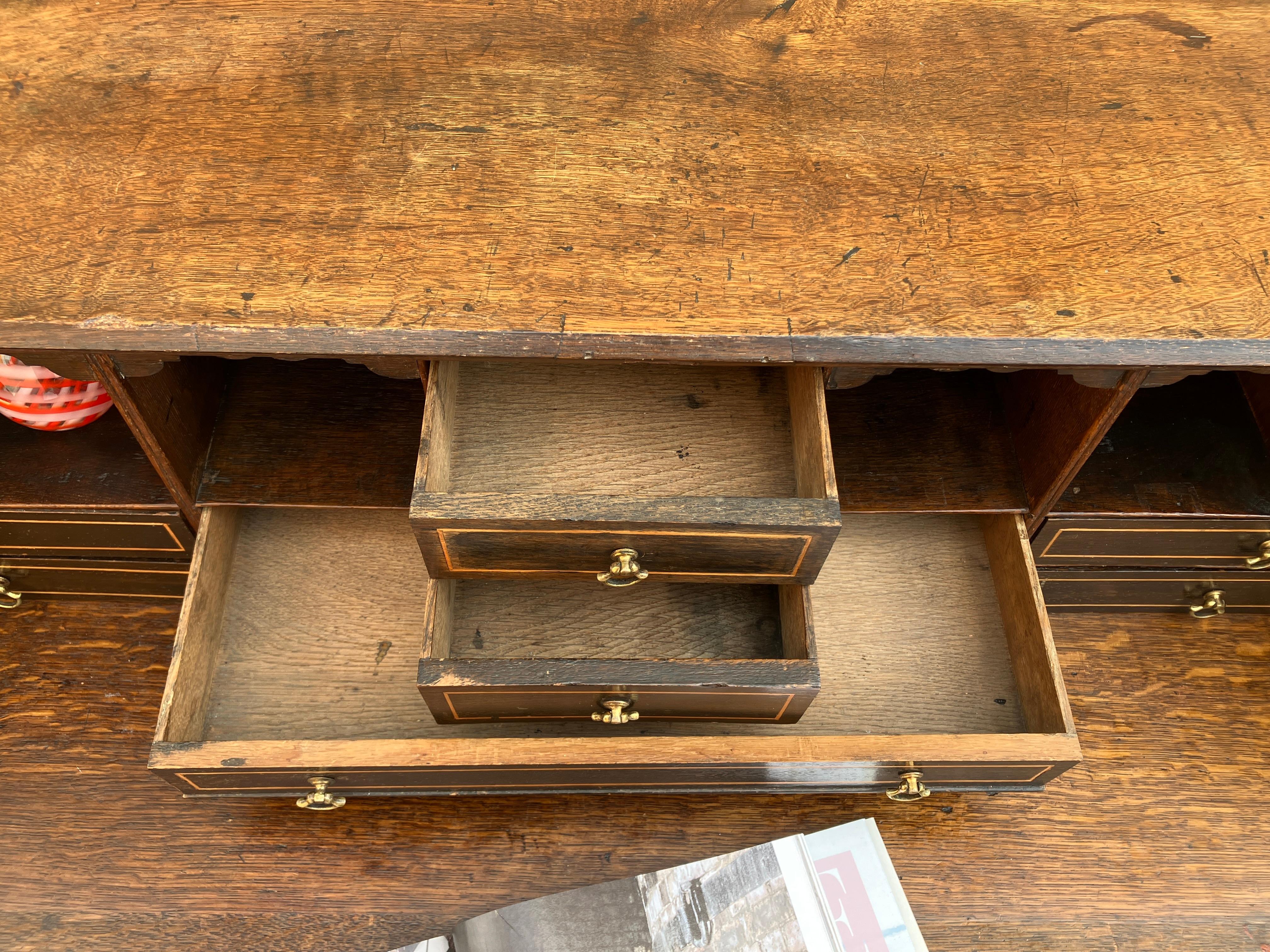 English Antique Georgian Inlaid Solid Oak Bureau / Secretaire c.1800 For Sale 13