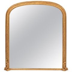 English Antique Gilded Overmantel Mirror, circa 1860