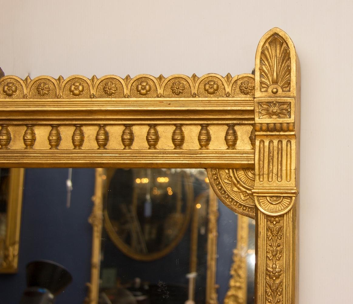 Adam Style English Antique Gilded Overmantel Mirror