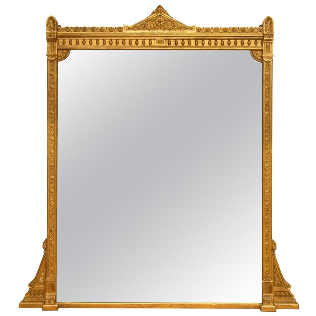 English Antique Gilded Overmantel Mirror